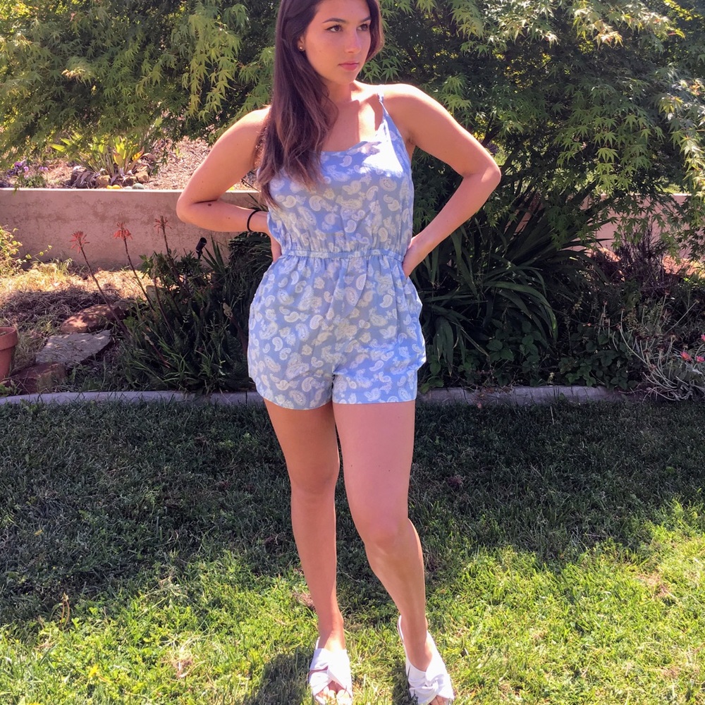 Paisley printed blue romper